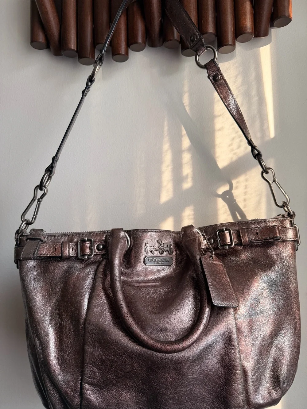 Coach Metallic Bronze Leather Satchel
